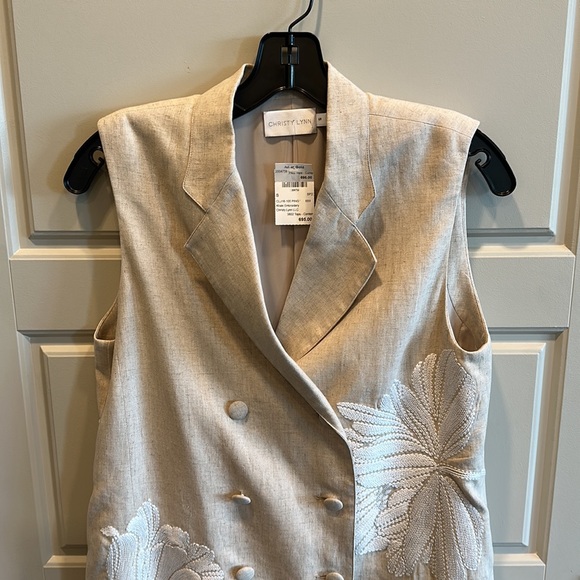 NWT Christy Lynn Ping Vest In Khaki Embroidery - Picture 6 of 12